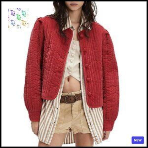 Vintage Quilted Puffer Jacket Cropped Button Down Chic Fall Outerwear